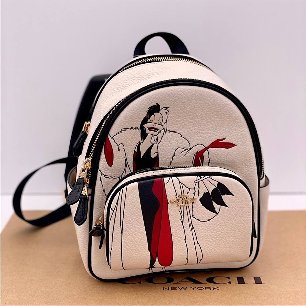 Disney X Coach Mini Court Backpack With Cruella Motif - Picture 1 of 13